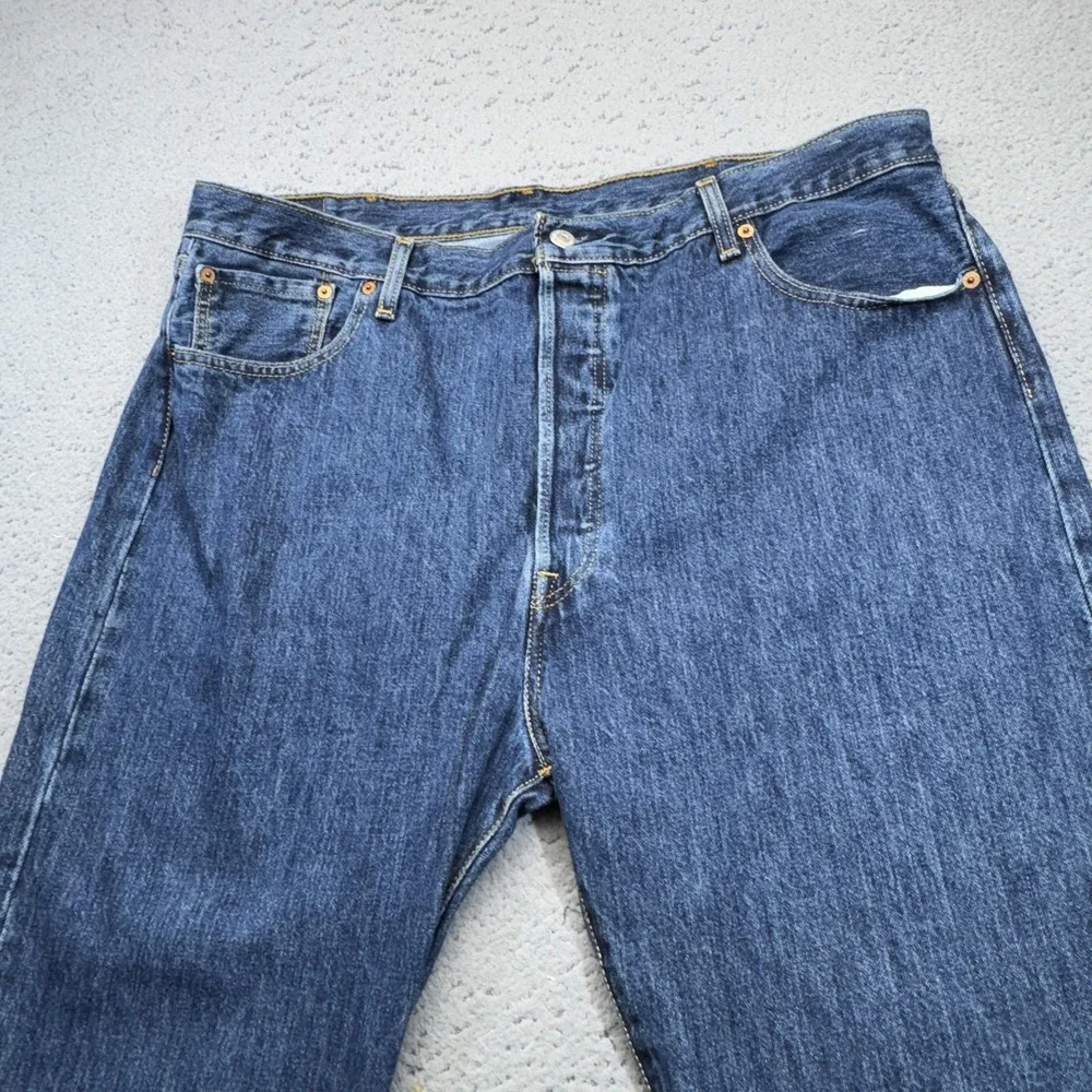 Levis 501 Jeans Mens 42x30 Blue Straight Denim Button Fly Cotton Classic Fit